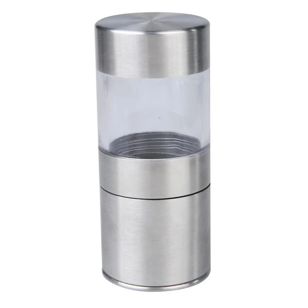 Stainless Steel Pepper Grinder with Transparent Glass Jar and Ergonomic Crank Design for Comfortable Repeated Use