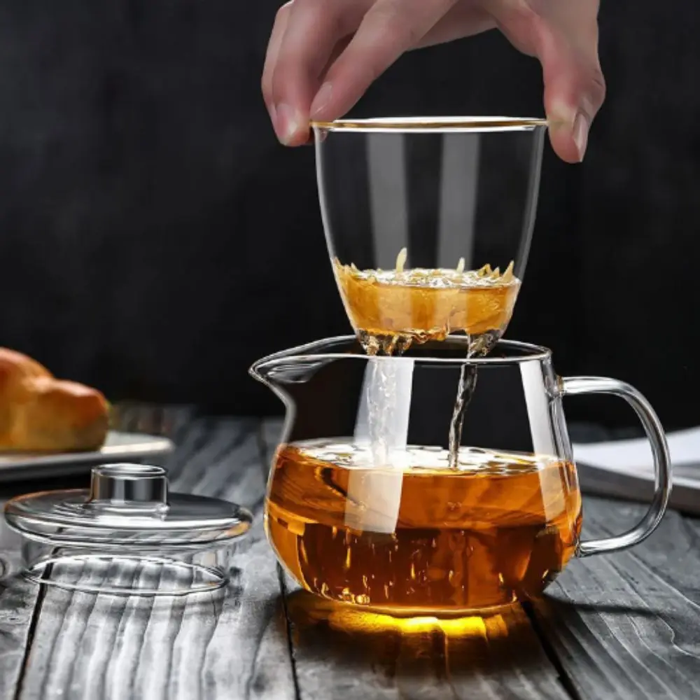 

Heat Resistant Glass Tea Pot High Boron Silicon Transparent Tea Cup Set Penguin Shape Gaiwan Infuser Teawear Set Tea Infusion