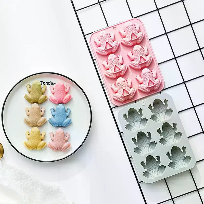 6-hole Toad Silicone Molds Passover Frog Fondant Candy Chocolate Mould Epoxy Resin Mold Baking Cake Decoration Accessories