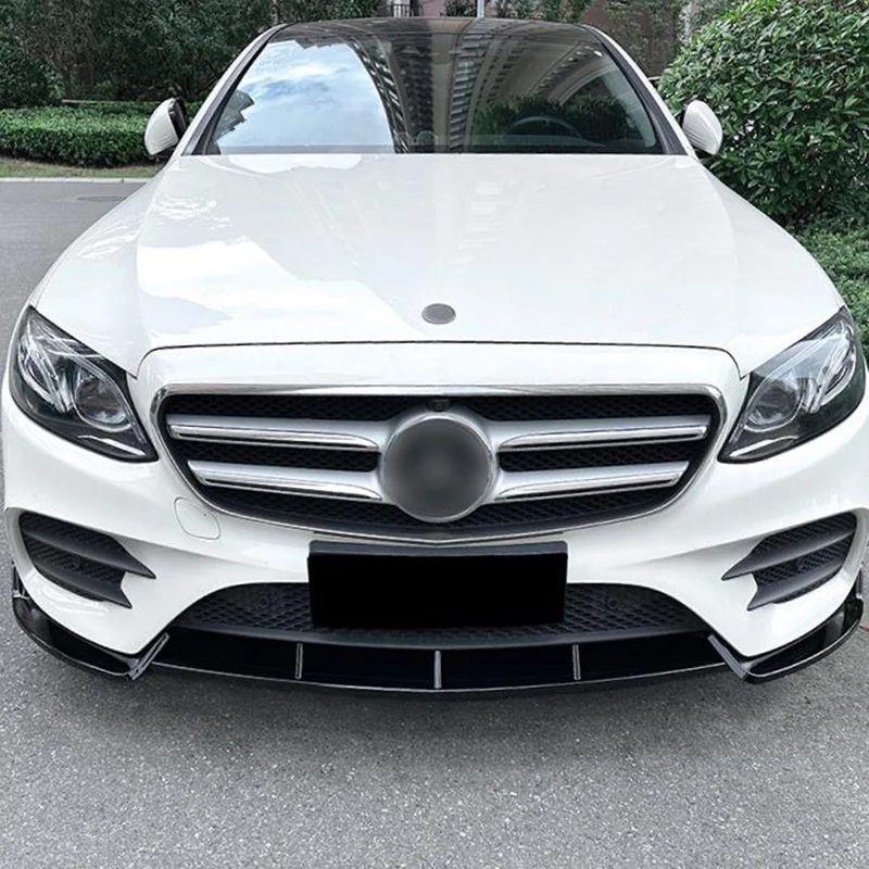 Glänzend schwarze Frontstoßstangenspoilerlippe für Mercedes Benz E-Klasse W213 E260 E300 E43 E200 E220 E63 AMG 2016–2020 Bodykits Tuning – Detail 4