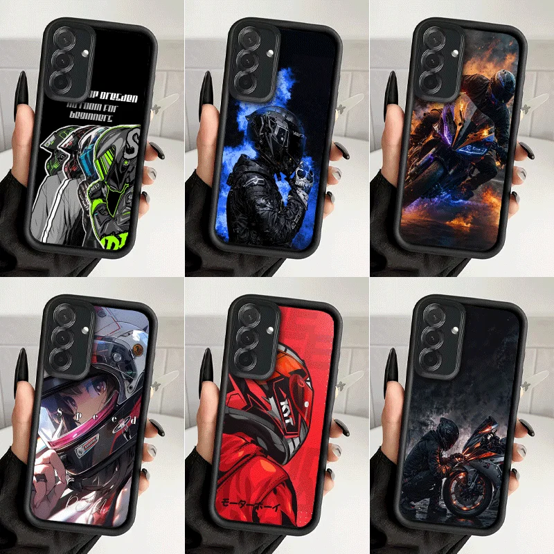 Motorcycle Rider Helmet Shockproof Phone Case For Samsung A13 A14 A15 A16 A17 A33 A34 A35 A36 A37 A53 A54 A55 A56 A57 A23 A24 A2