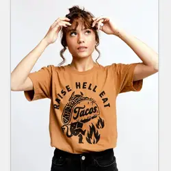 Raise Hell Eat Tacos Unisex Adult Shirt Short Sleeve Cotton Summer Top Plus Size Graphic Tees Festival Funny Taco Tuesday tShirt
