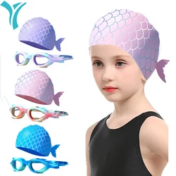 Juego de gafas de natación impermeables para niños y niñas, visión clara y gorro de silicona, equipo de deportes acuáticos, a prueba de niebla, 1 Juego