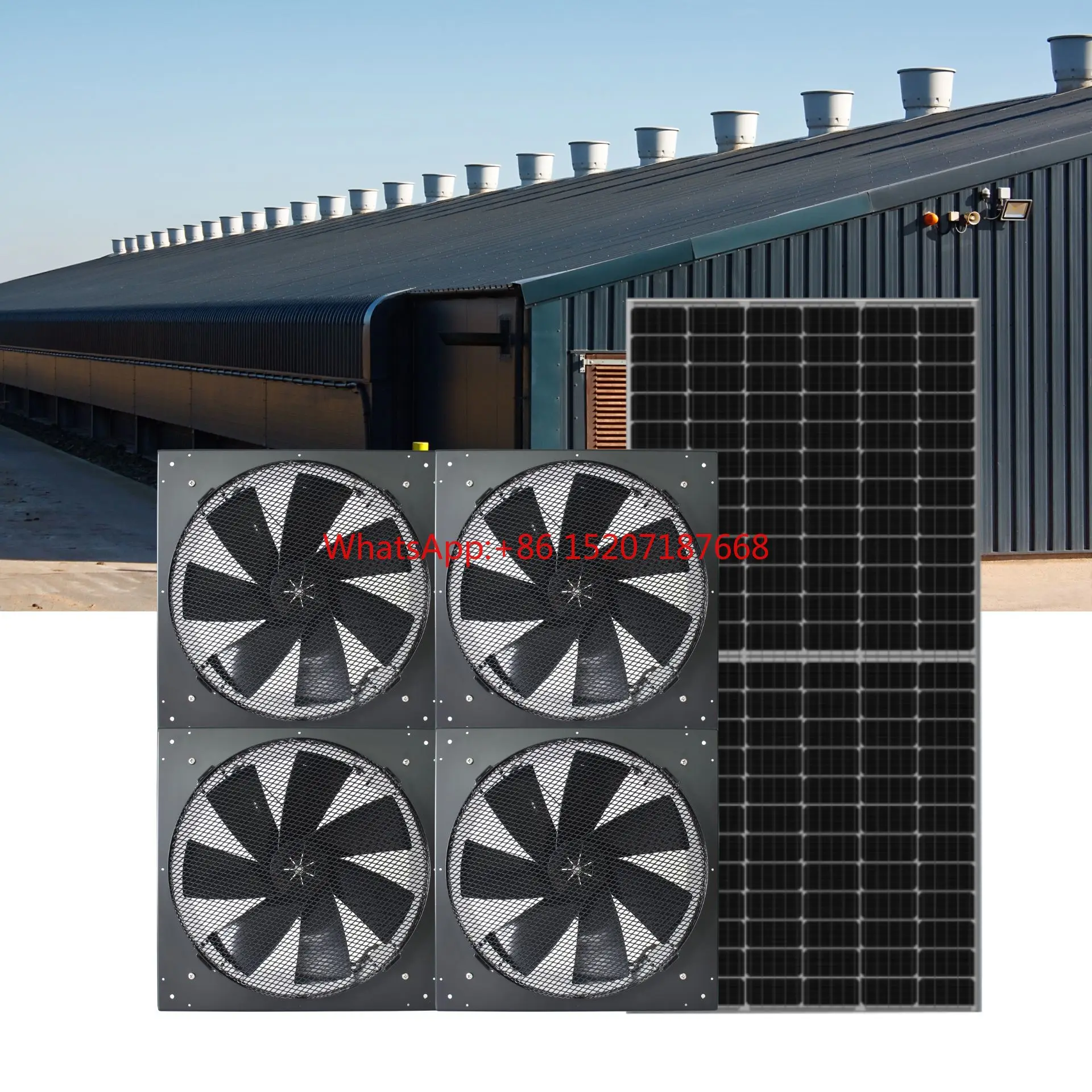 

4-in-1 Day & Night Combination 362W Poultry Farm Solar DC Wall Exhaust Ventilation Fan