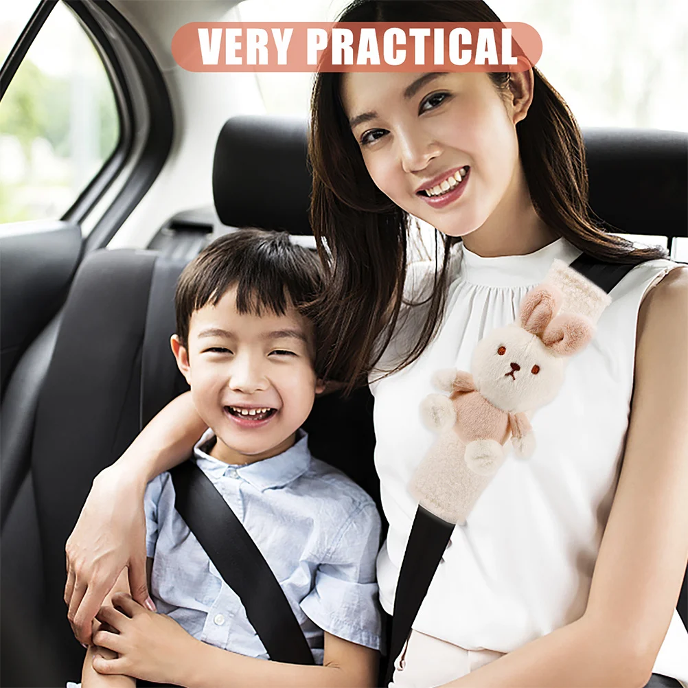 قطعتان من واقي الكتف بحزام مقعد السيارة، وسادة أمان ناعمة ومريحة، تصميم كرتوني لطيف، سهل التركيب للسائقين