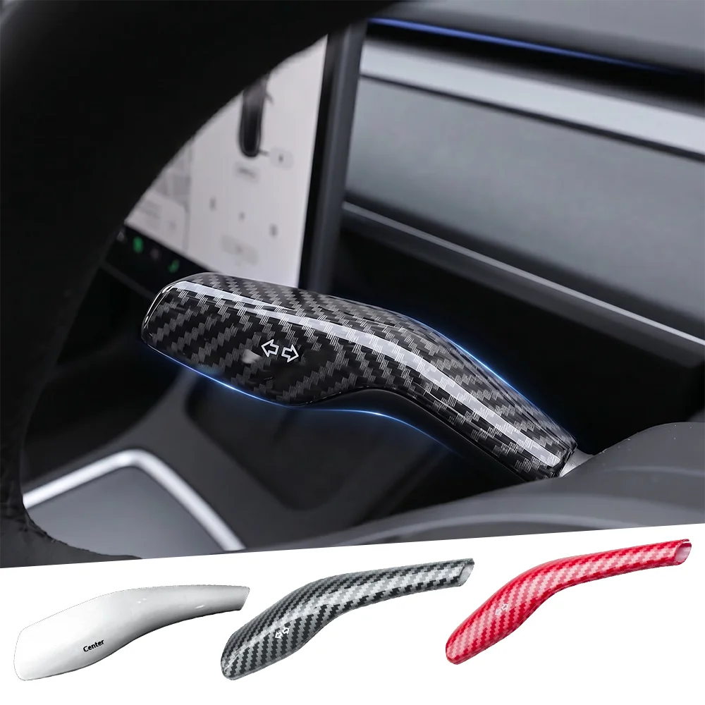 For Tesla Model YL/3/Y Juniper 2025 Carbon Fiber Gear Shift Cover ABS Steering Lever Handle Protection Shifter Shell Car Decor