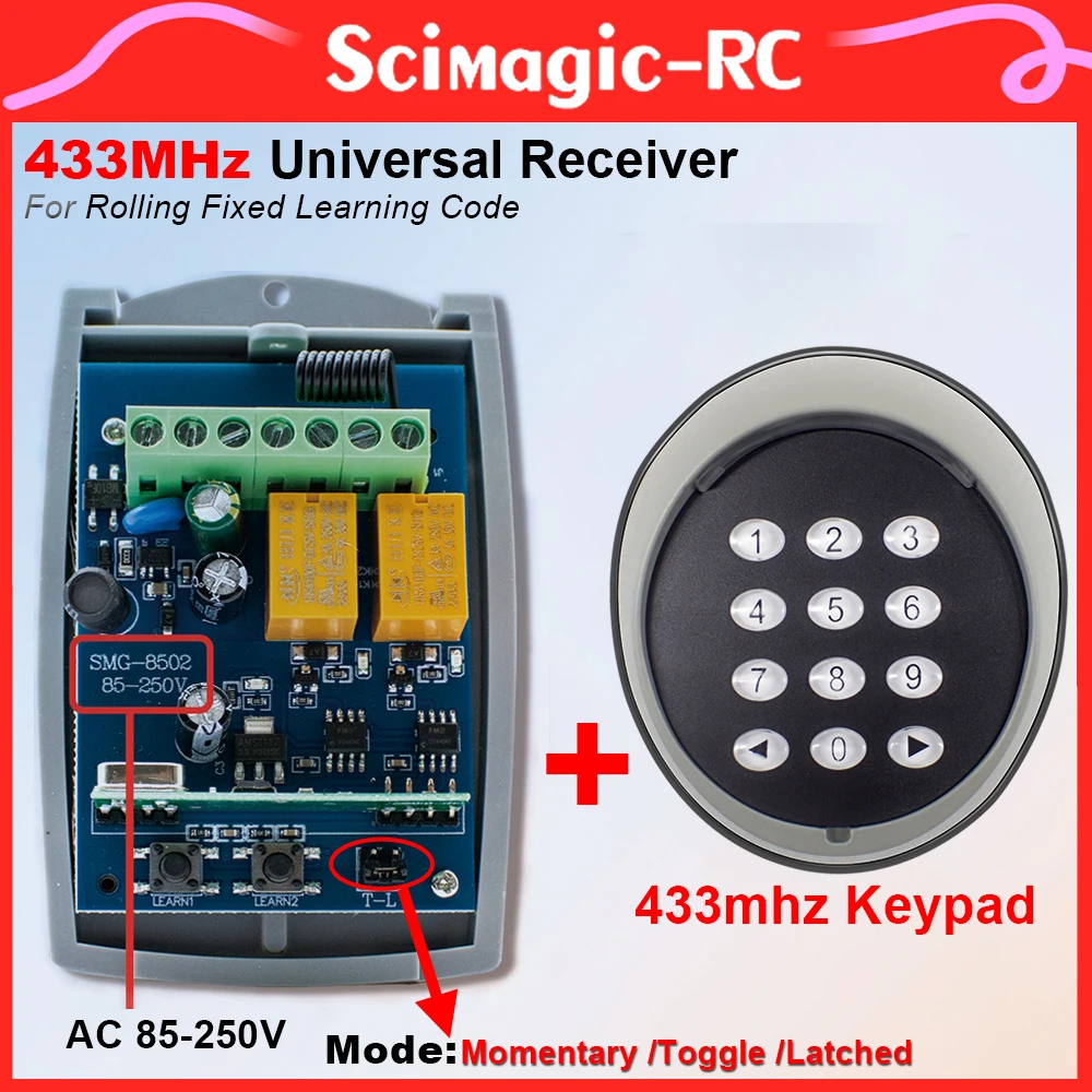 for Garage Door Access Control 433mhz Wireless Keyboard Password Switch 433 MHz Remote Control and Receiver Module