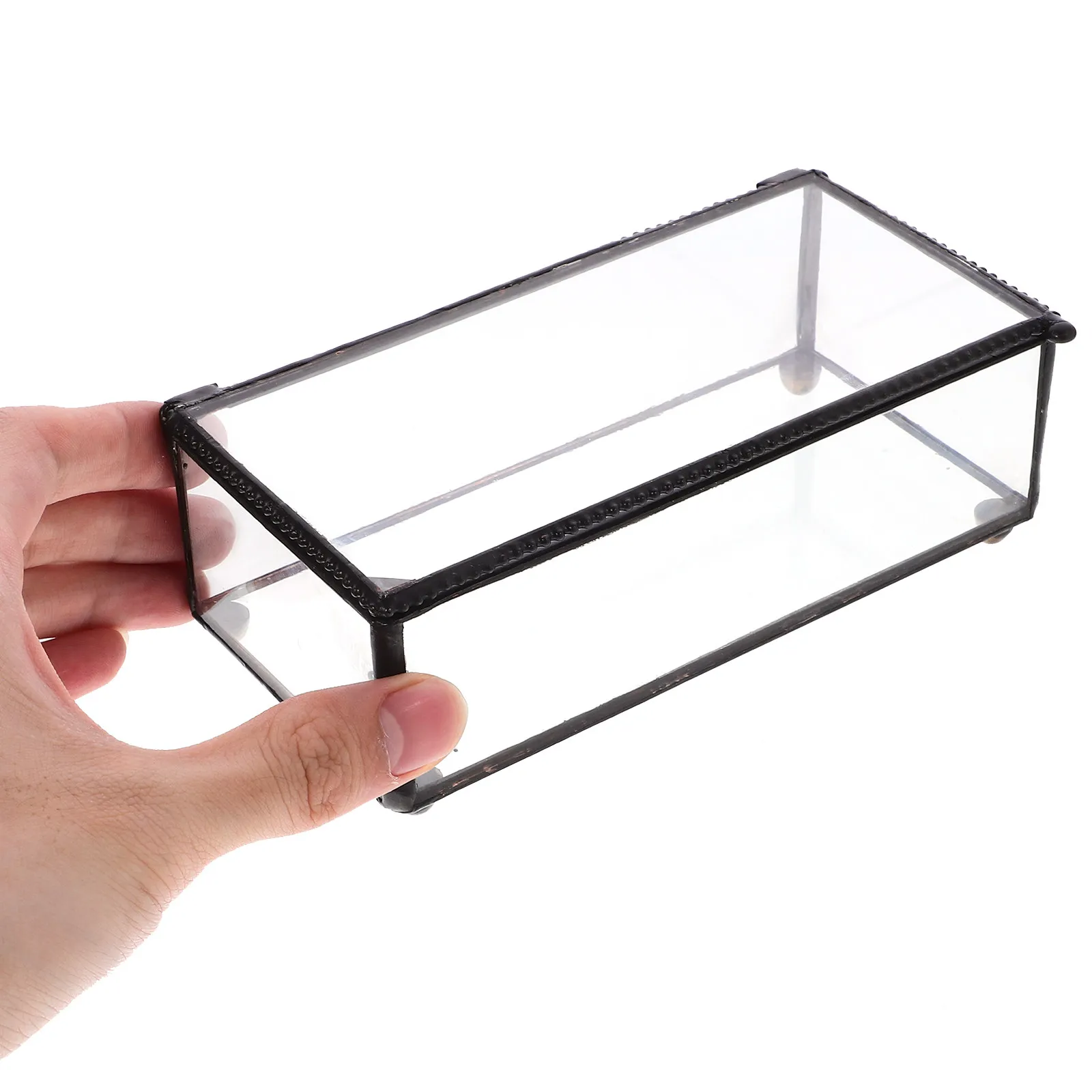 

Стеклянный футляр для украшений с крышкой в винтажном стиле, прочный железный каркас, прозрачный контейнер для хранения ювелирных изделий, аксессуаров, мелочей, мини-инструментов, для вечеринок