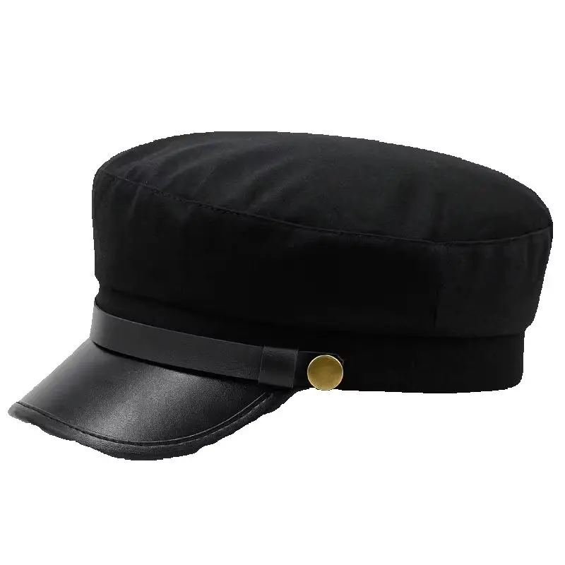 SIZOC 62cm plus Size Leather Baseball Cap Unisex Snapback Flat Top Fixed Size Peaked Military Hat for Men And Women