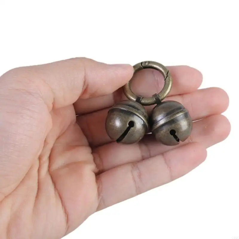 G92C 2lots Personality Fashion Dog Collar Bells Farm Animal Loud Bronze Bells for Monitoring Movements