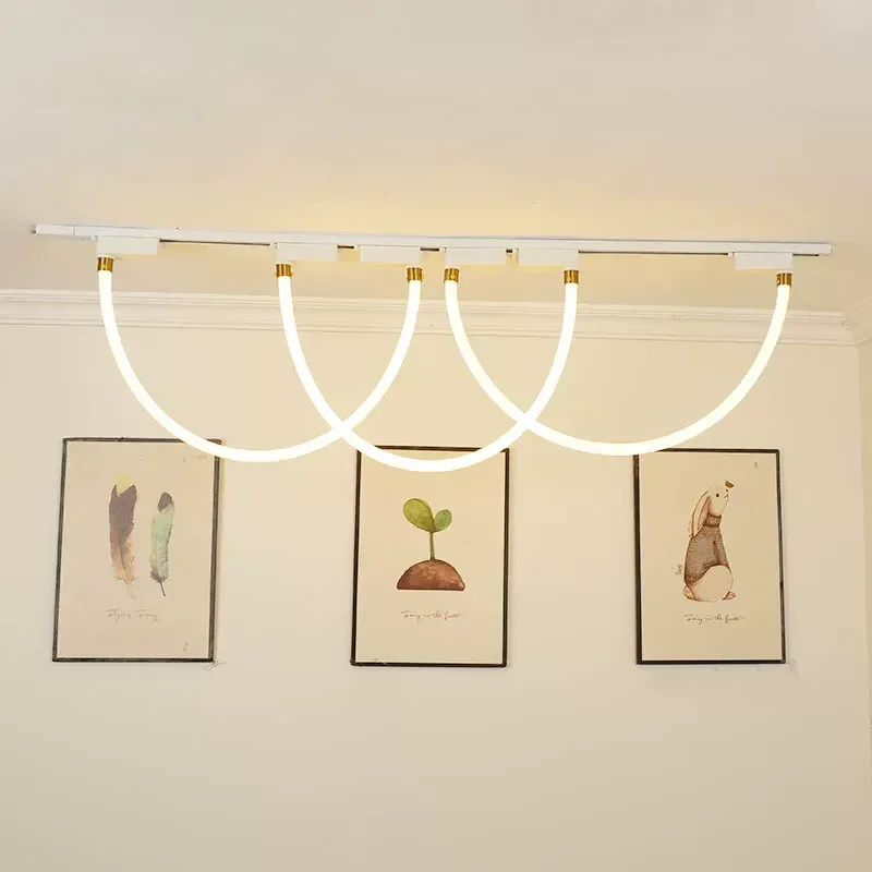 Nordic Silicone Line Hanging Lights Personality Full Spectrum Track Light Astigmatism Lighting Fill Lampt Commercial  Hall Guide