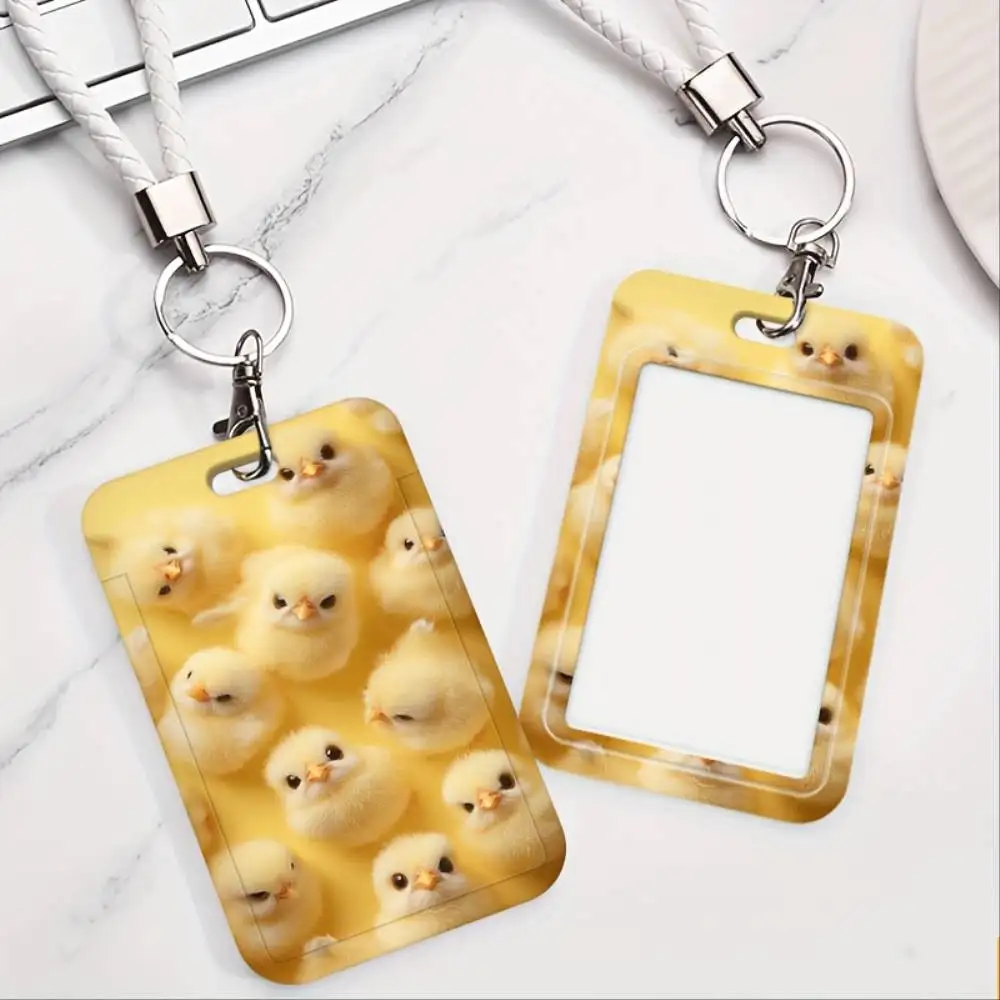 Cute Yellow Chicks ID Card Holder Plastic Badge Case For Doctor Nurse Student Staff ID Bank Card Holiday Gift
