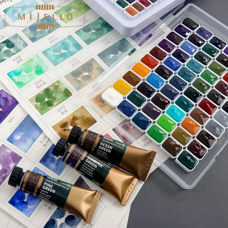 ألوان مائية كورية MIJELLO ذات طبقات 0.5/1 مللي تغليف ألوان مائية ماستر مسبقًا مستلزمات الرسم المحمولة