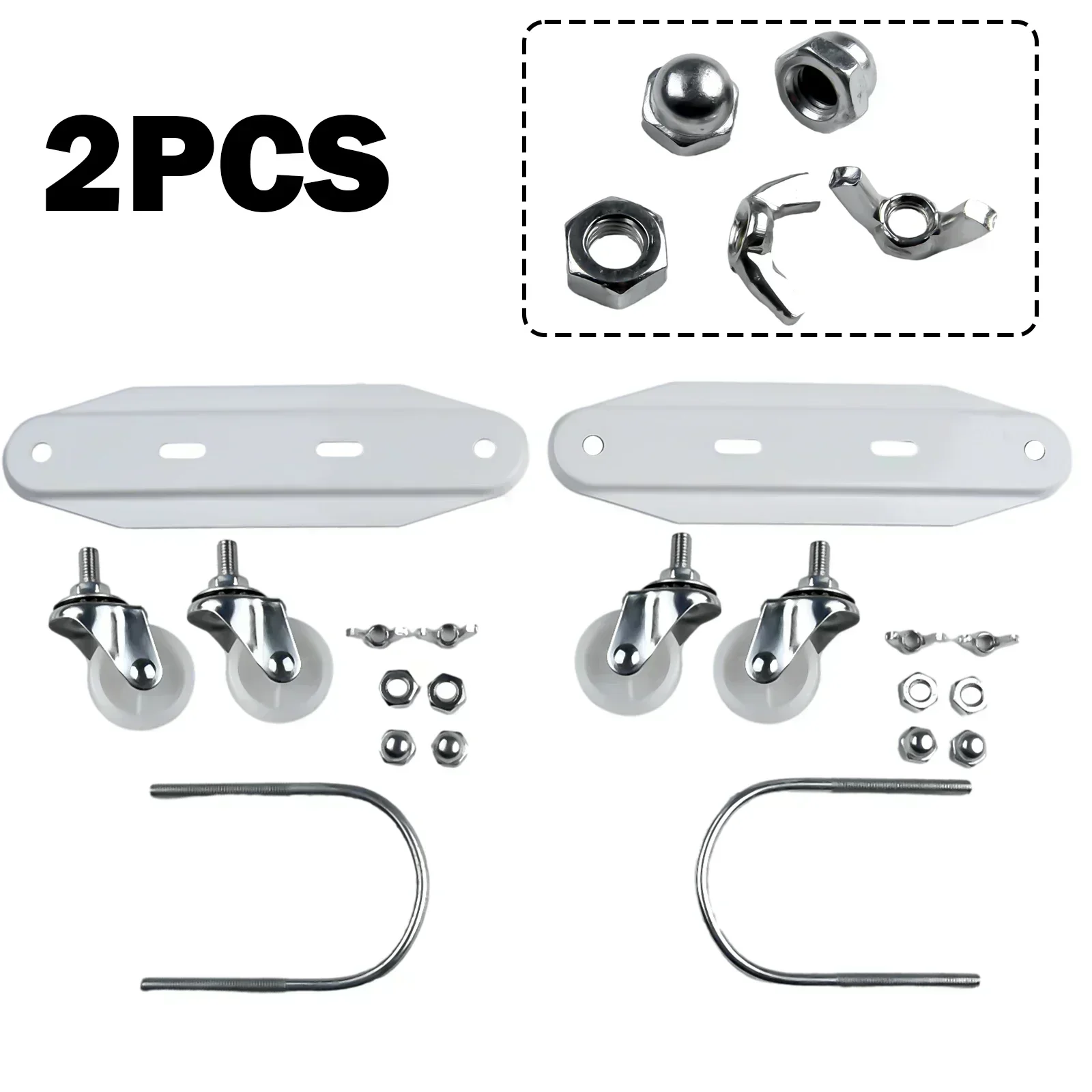 2-Pack 360° Swivel Caster Wheels For Oil Filled Radiators – Heavy Duty Carbon Steel U-Hook Brackets, Black, 21 Cm