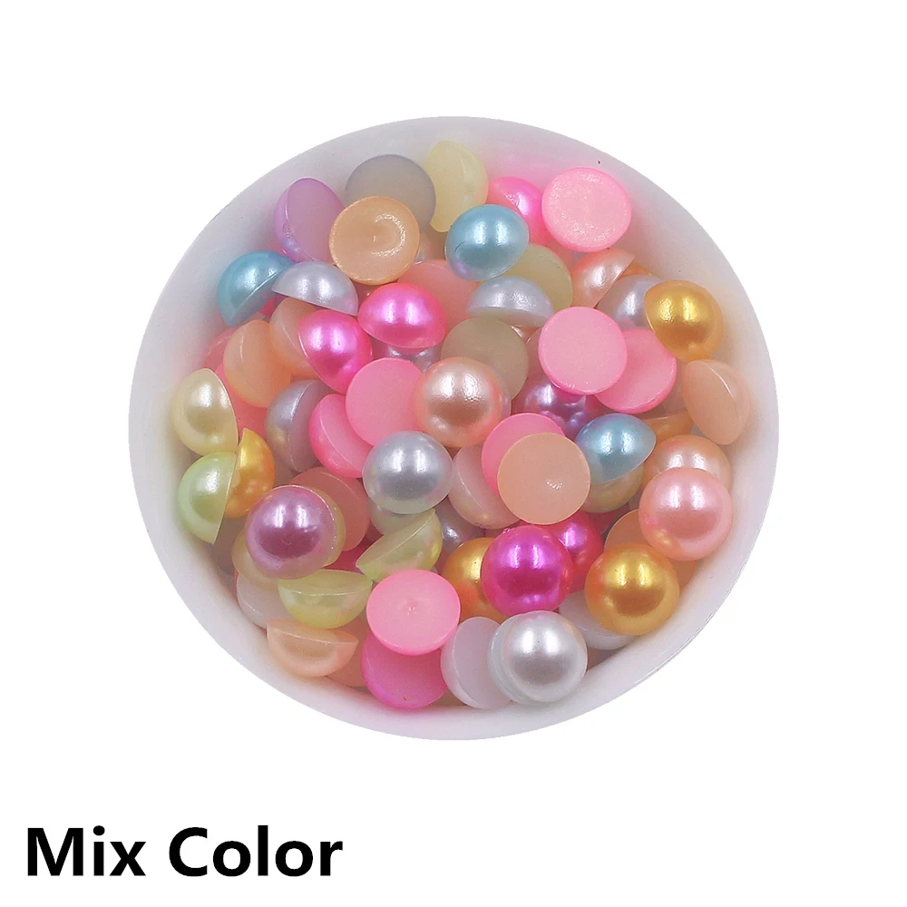 50 farben Größen 6/8/10MM ABS Kunststoff Halb Runde Flatback perle Lose Perlen DIY Schmuck/headwear/Nagel Kunst/Telefon Schmücken