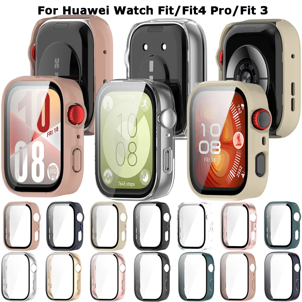 2in1 Protective Case For Huawei Watch Fit 3 4 Fit4 Pro Protection Watch Protector Cover With Screen Tempered Glass Film Frame