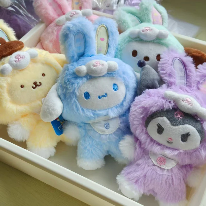 Caja ciega de la serie Sanrio Elf Rabbit de dibujos animados, bonita felpa de Hello Kitty Kuromi Pochacco Pom Purin, juguetes hechos a mano para niños, regalo