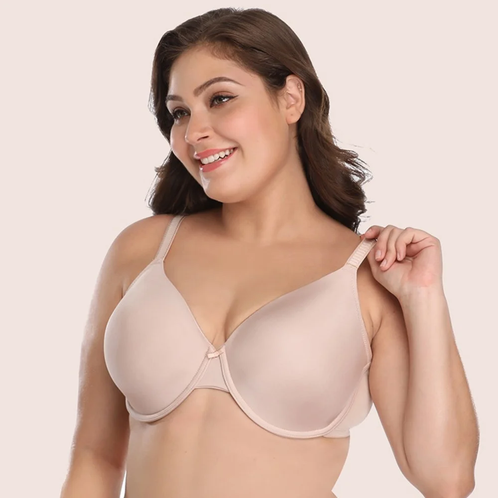 

3 Pack Women's Underwire Push Up Bra Smoothing Seamless Comfort T-Shirt Plus Size Bra