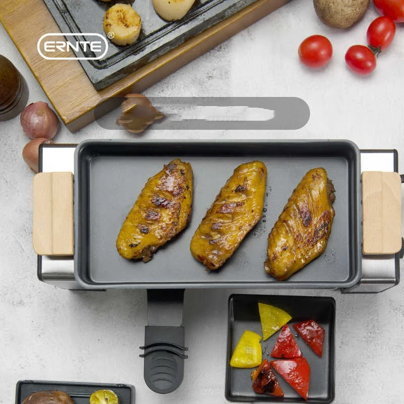 فرن كهربائي متعدد الاستخدامات بدون دخاني 220 فولت، شواية شواء كهربائية بأربعة أوضاع شواء، مع طبق شواء، صينية خبز القلي