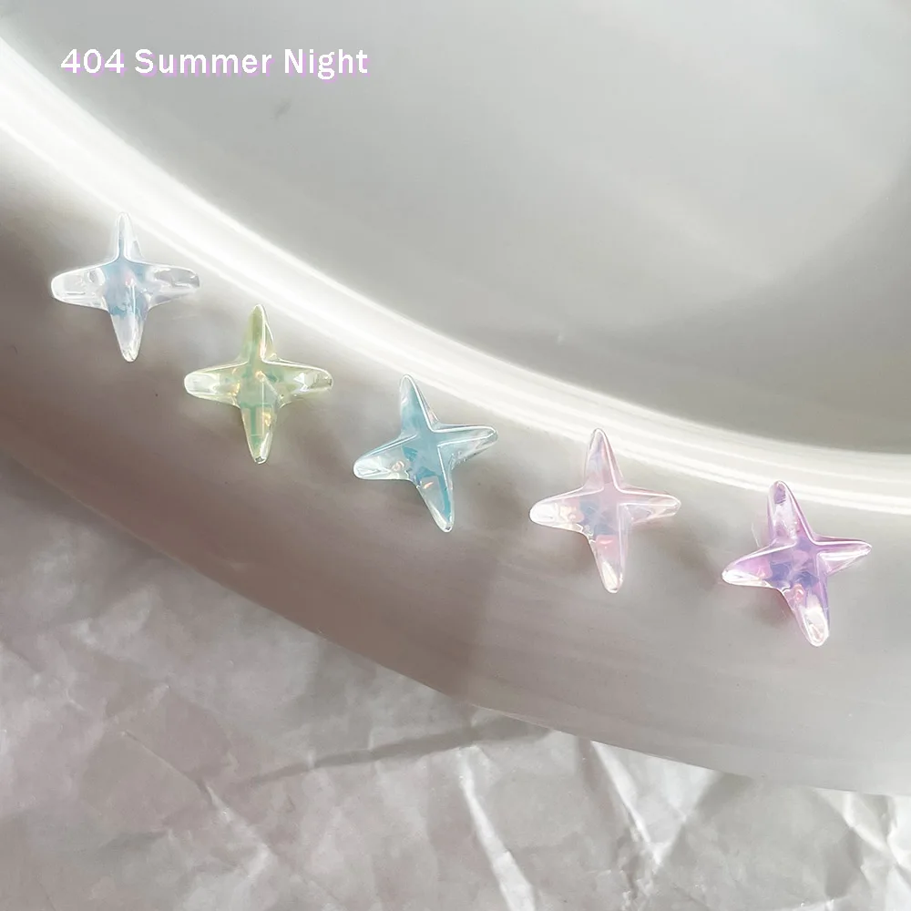 -Summer Night- Fabulous Stars Allure Fancy Transparent Cross Starlight Rhinestone Candy Mocha Star Shape Nail Tips Ornaments 404