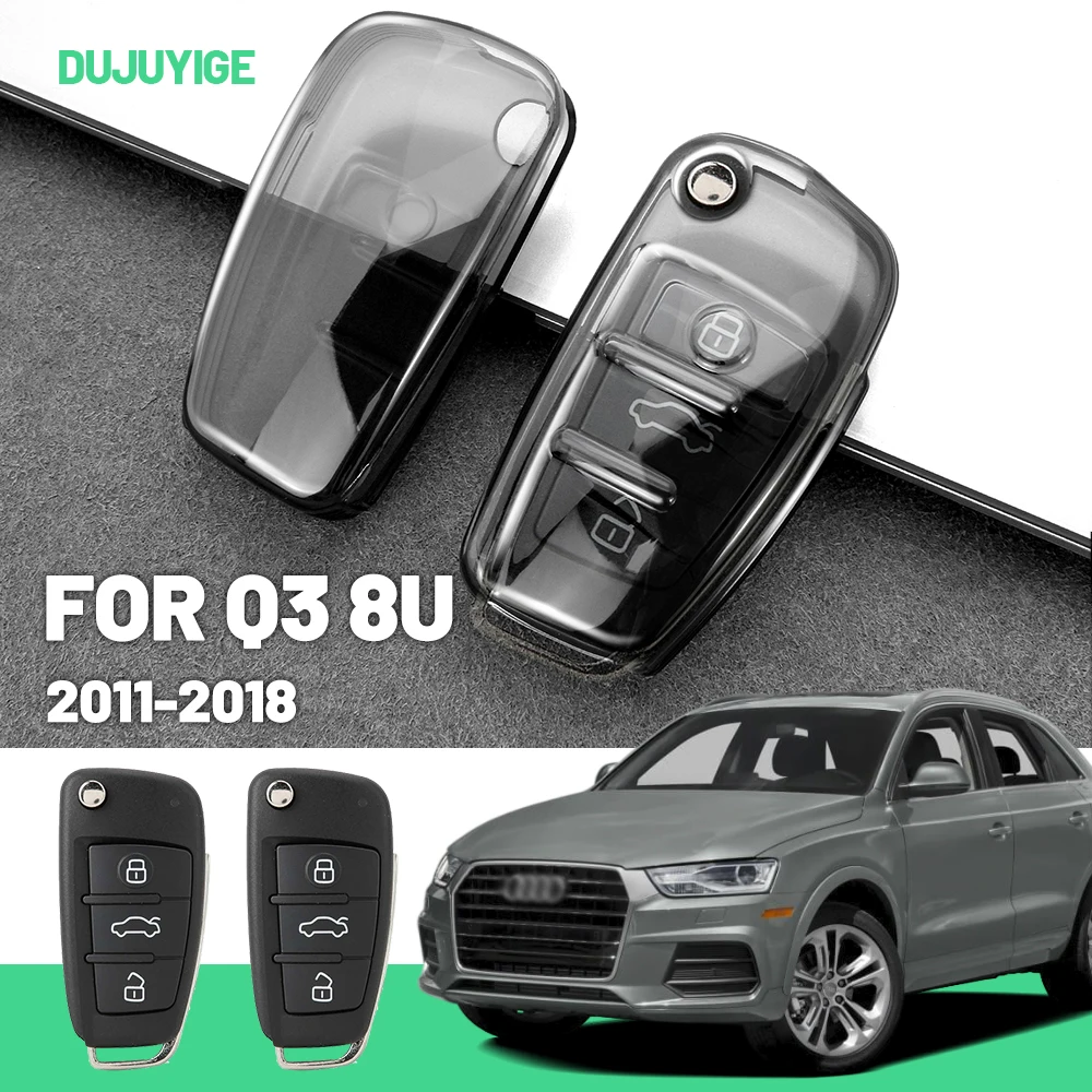 Clear TPU Car Key Case For Audi Q3 8U 2011-2018 Key Fob Cover Protector Shell Auto Accessories 2012 2013 2014 2015 2016 2017
