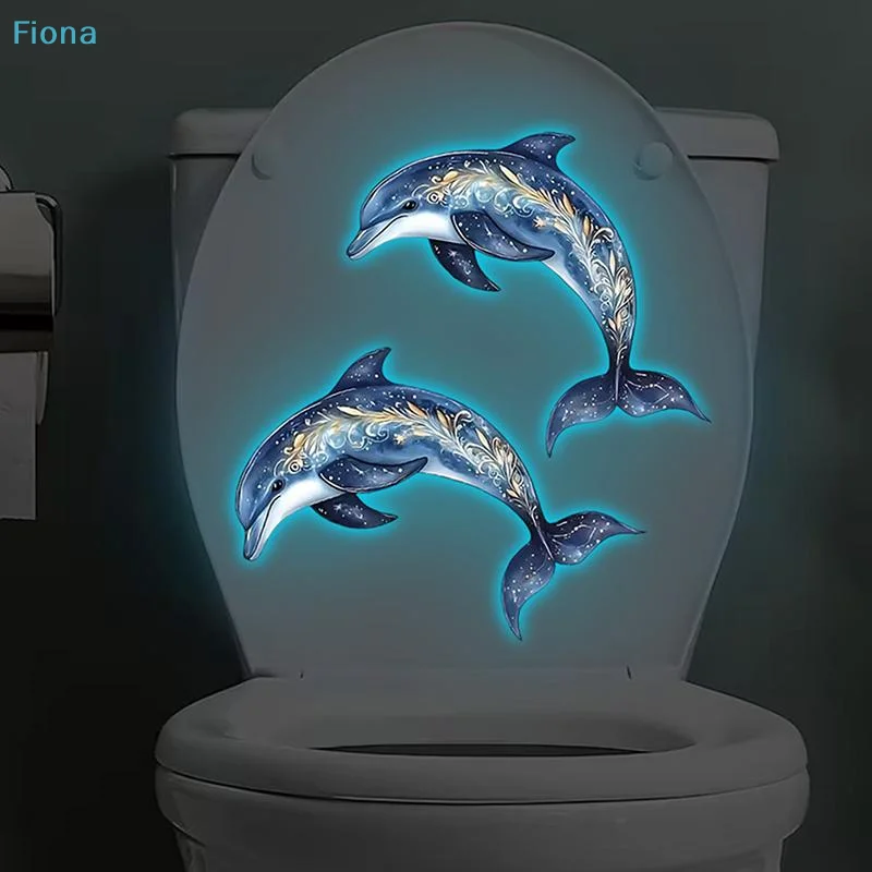 ✔Luminous Dolphin Toilet Sticker Wall Stickers Self-Adhesive Removable Decals, Suitable For Home Bedroom Bathroom Decoration