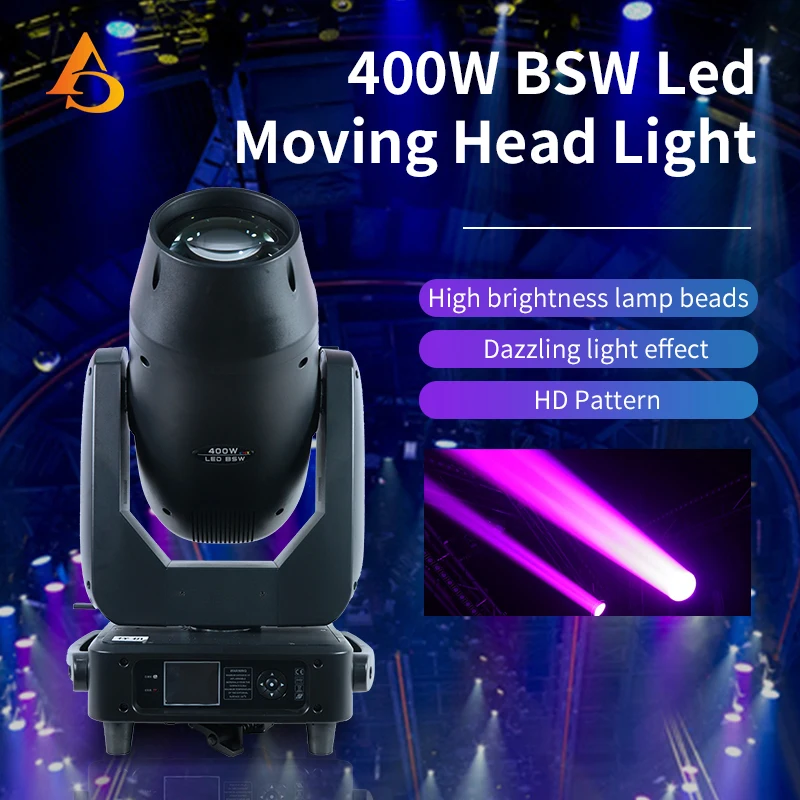 400W LED Beam Zoom Spot Wash Moving Head Light With Fog Prism Stage Effect DJ Disco Party Club Christmas Lighting