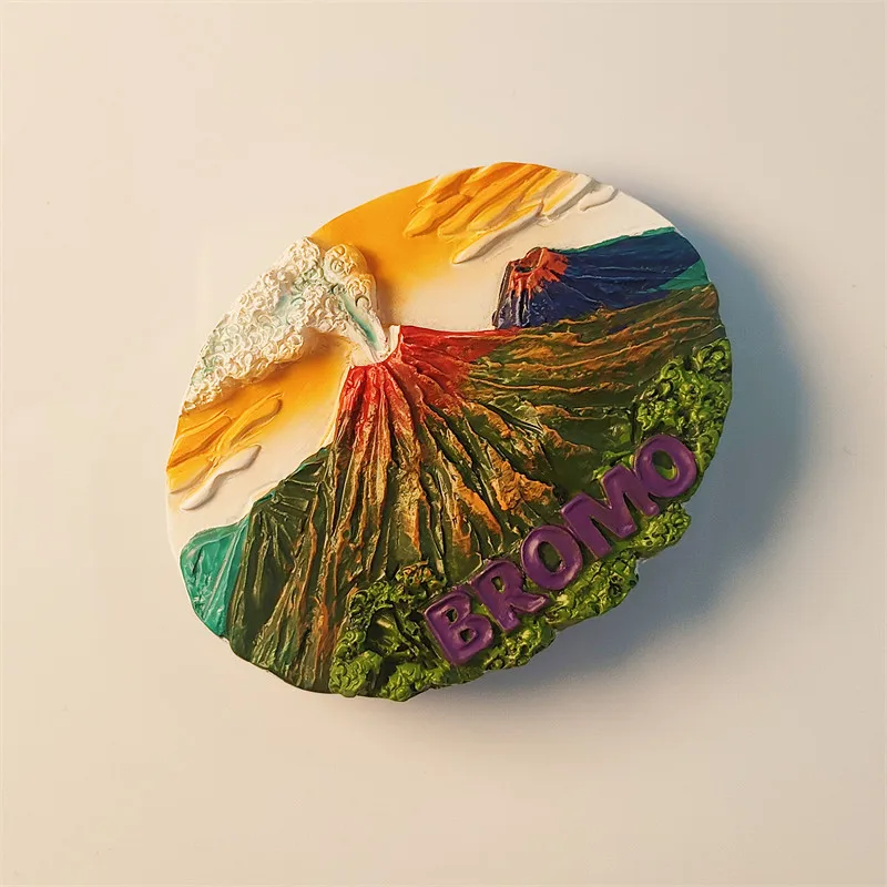 Bromo Volcano on Java Island, Indonesia Visual 3D Souvenir Decoration Resin Fridge Magnet