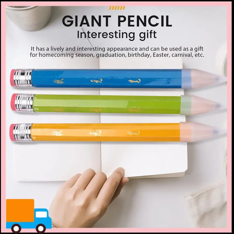 

Professional-6 Pcs Wooden Jumbo Pencils For Prop, Funny Big Pencil Huge Giant Pencil 14 Inch Pencil For Home And School Supplies