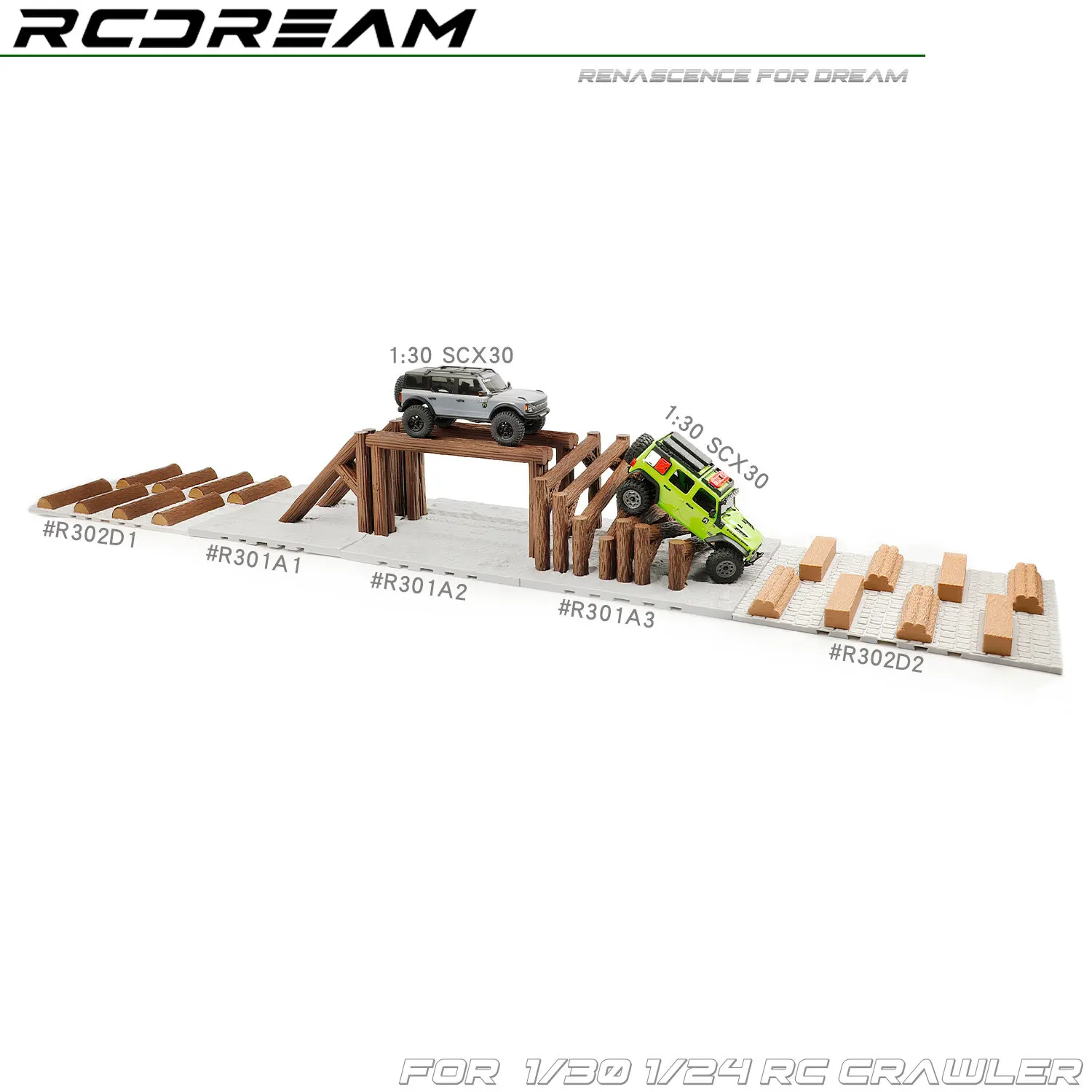 Simulated Wooden Pile Roadblocks Off-road Wooden Obstacles Desktop Track Decorations for 1/18 1/30 1/24 RC Crawler Car Traxx/as