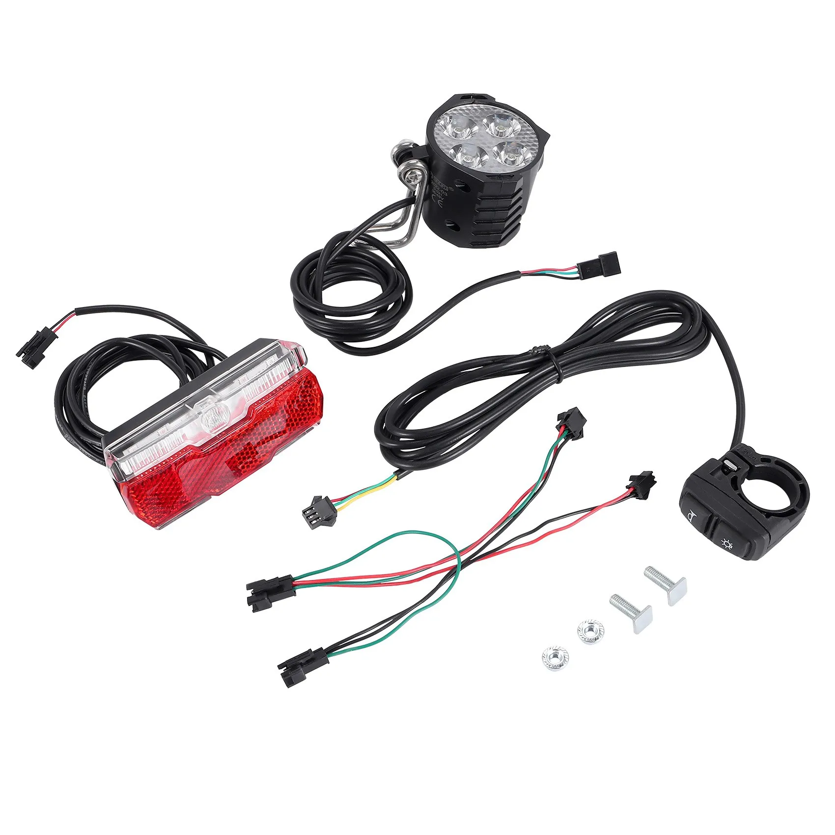 

Electric Bike Front and Ebike Rear Light Set Input 36V 48V 60V Built-in Speaker E-Bike Headlight and Tail Light