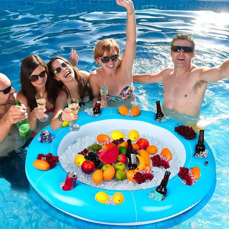 

Floating Table For Pool Inflatable Swim Bar For Adults Outdoor Swimming Pool Game Table With Food Drinks Holder For 4-6 Players