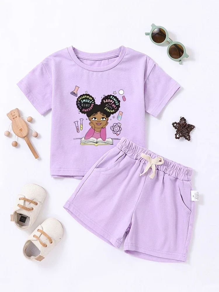 Toddler Girls Print T-shirts Sets Summer Children Shorts Sleeves + Shorts 2PCS Suits Fashion Tracksuit Outfits