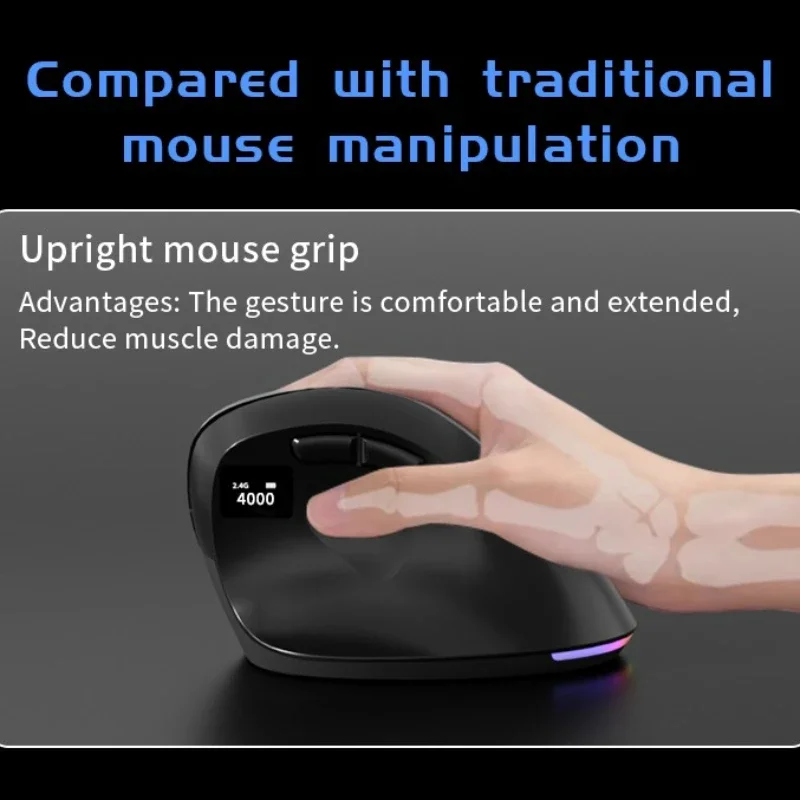 

Вертикальная мышь 5, регулируемая разрешение, беспроводная эргономичная мышь с кнопками отключения звука экрана для игрового ПК, компьютера, ноутбука, мыши