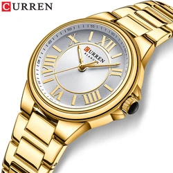 CURREN Classic Elegant Thin Quartz Watch for Ladies Stainless Steel Bracelet Luminous Pointers Wristwatches