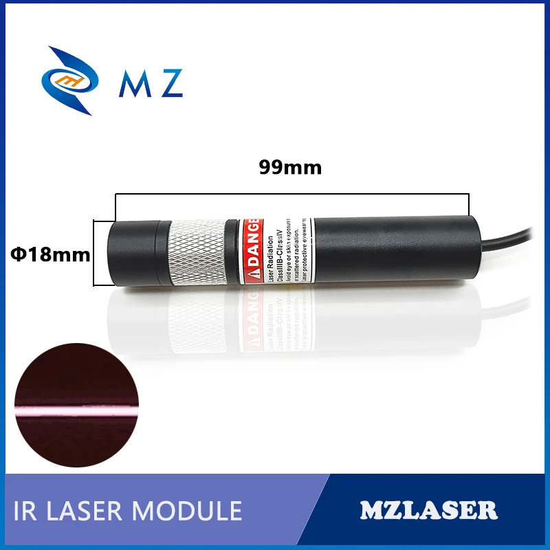 Infrared Line Laser Module Adjustable Focusing D18mm 940nm 300mW 500mW 5V 12V 24V Long Life 50,000 Hours Industrial Grade