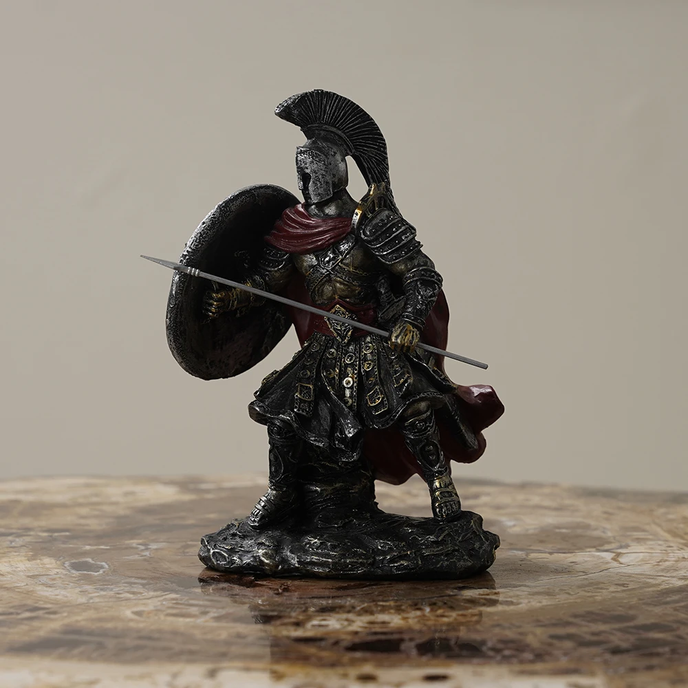 Adorno de roma antigua, modelo de personaje espartano Retro, figuritas artesanales de resina, decoración del hogar, estatua de guerrero espartano, figura decorativa, regalo