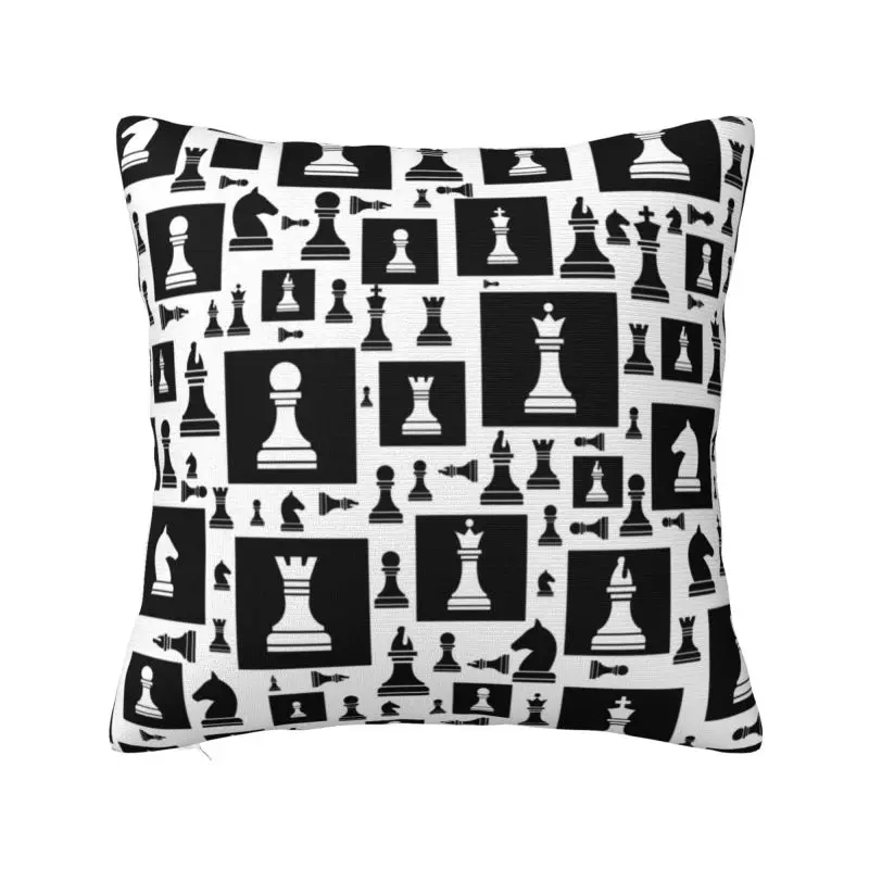 Custom Chess Pieces Pattern Pillow Cover Decoration 3D Two Side Printed Chess Lover Chessboard Cushion Cover for Living Room