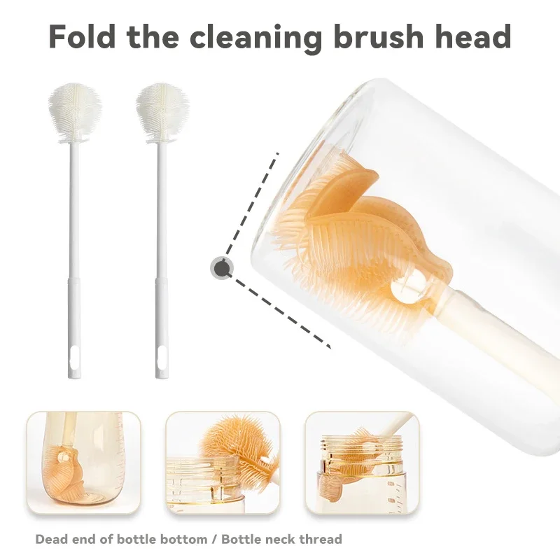 

New 1PCS Cleaning Cup Brush Foldable Long Handle Milk Bottle Brush Glass Water Bottles Tea Stains Cleaning Brush Kitchen Tools