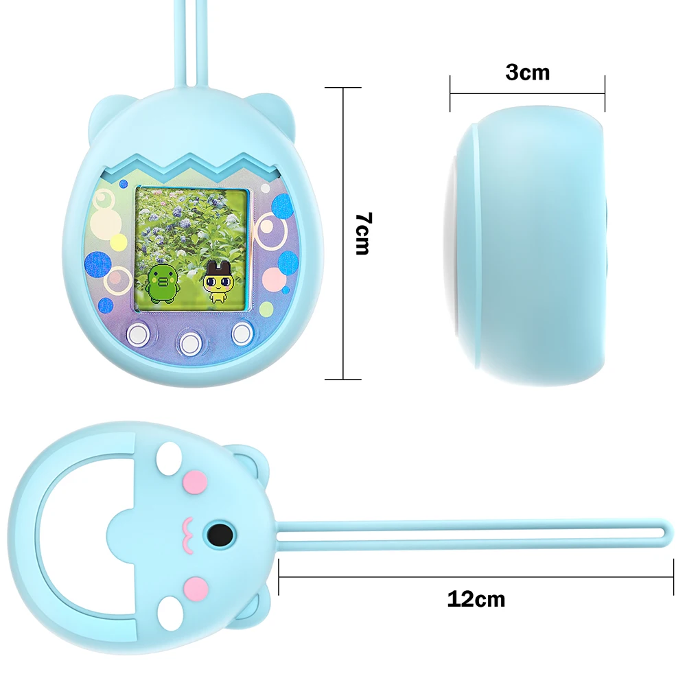 실리콘 종합 보호 케이스 만화 동물 모양의 E-애완 동물 기계 보호기 Tamagotchi Pix 용 끈으로 방수
