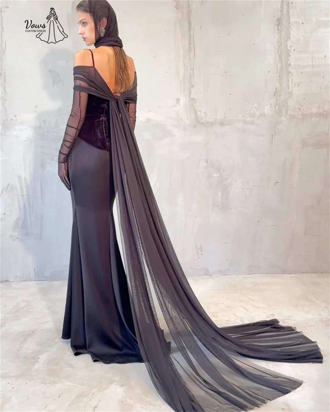 Vows dentelle Robe de bal Robe noir robes de soirée femme robes de soirée élégantes 2025 sur mesure queue de poisson Robe de soirée bal de mariage