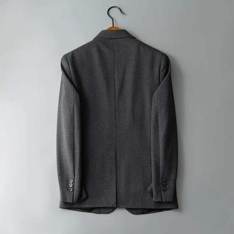 WVGA خريف شتاء جديد رجل المد سميكة منقوشة العصرية دعوى سترة المتخصصة شيك عادية الصدر طويلة الأكمام السترة Ins Y2K W14384 #2