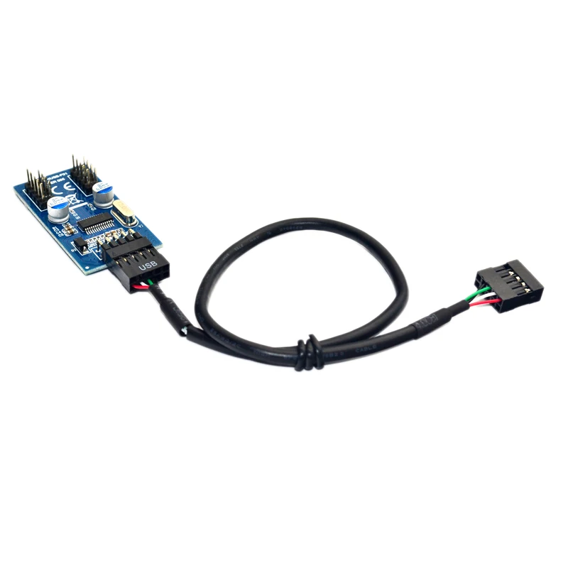 Motherboard 9Pin USB Header To 2 Male Adapter Card USB2.0 9Pin To Dual 9Pin Connector Splitter