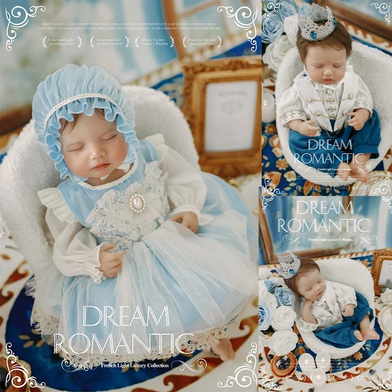 Tenue de photographie de style princesse pour bébé fille et garçon, ensemble de vêtements de studio pour nouveau-né, robe et couronne de prince