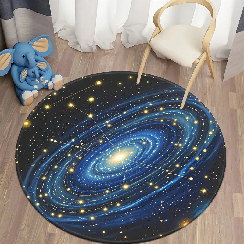 Alfombra redonda suave antideslizante y duradera para amantes de la astronomía cósmica, alfombra planetaria para el hogar y la sala de estar