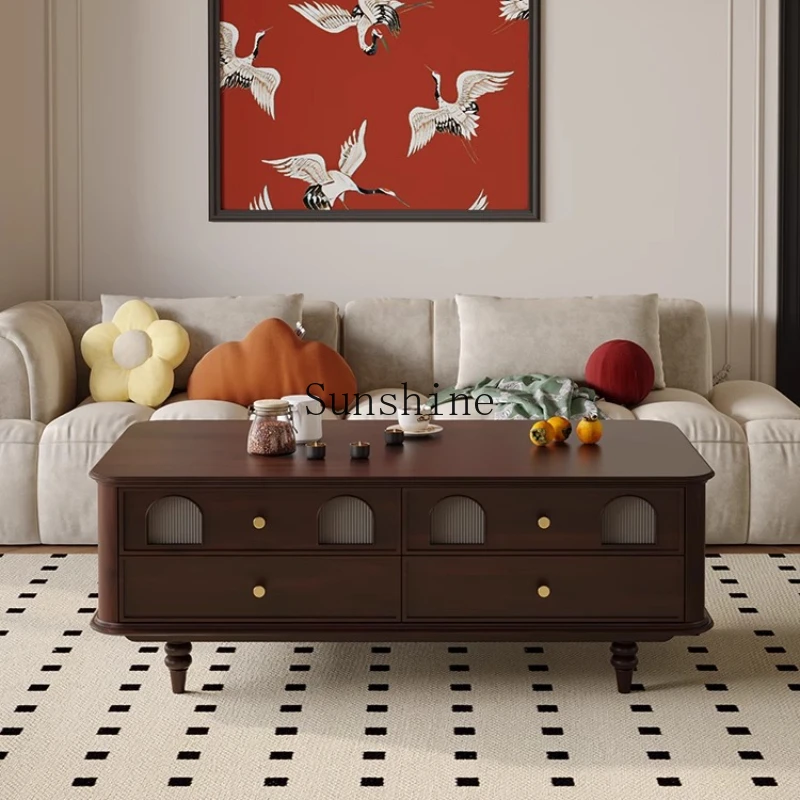 American solid wood coffee table living room household small apartment removable small table