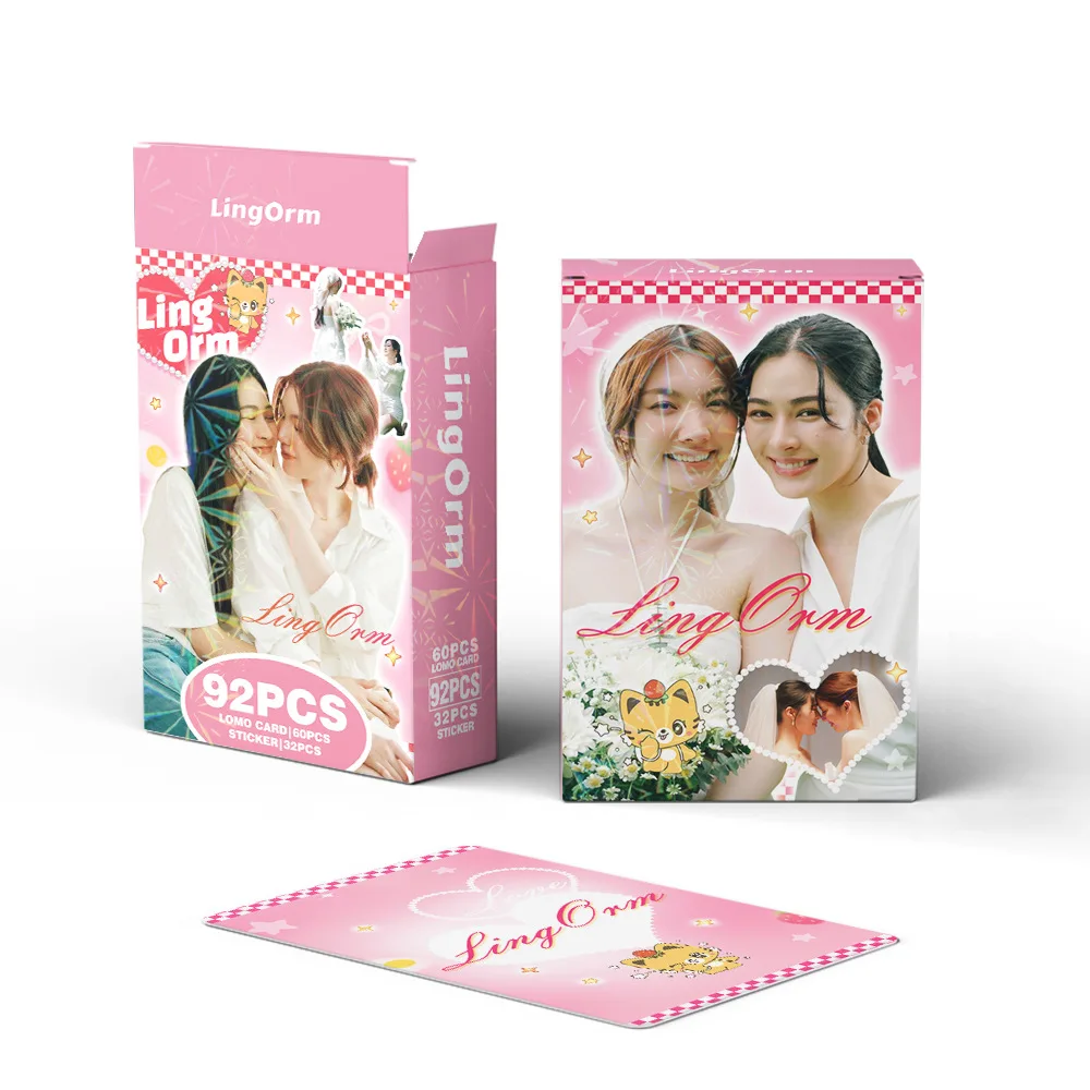 Thai Star LingOrm Merch Lomo Cards 92Pcs Total 60Pcs HD Photocard 32Pcs Cute Stickers Ling & Orm Couple Photo Cards