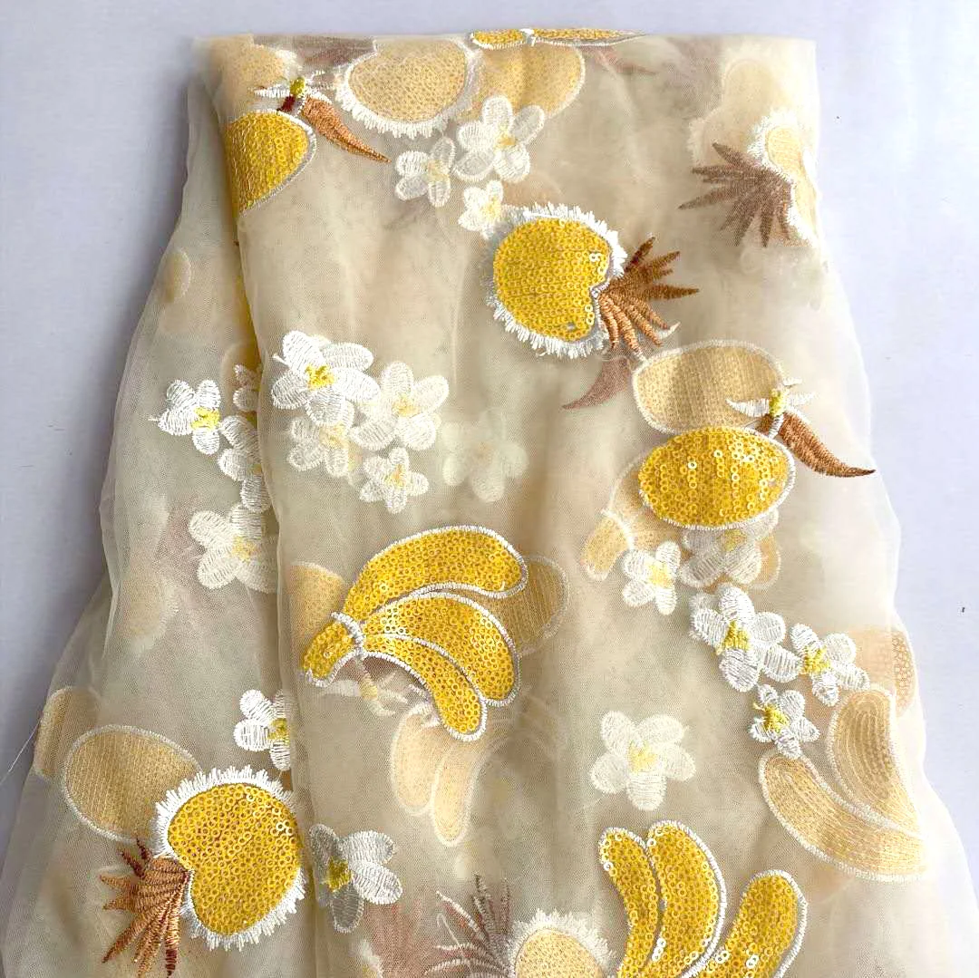 

Премиум полиэфирная сетка, золотая вышивка, блестки, вышивка, свадебное платье «сделай сам», модная ткань, детское платье, вышитая ткань