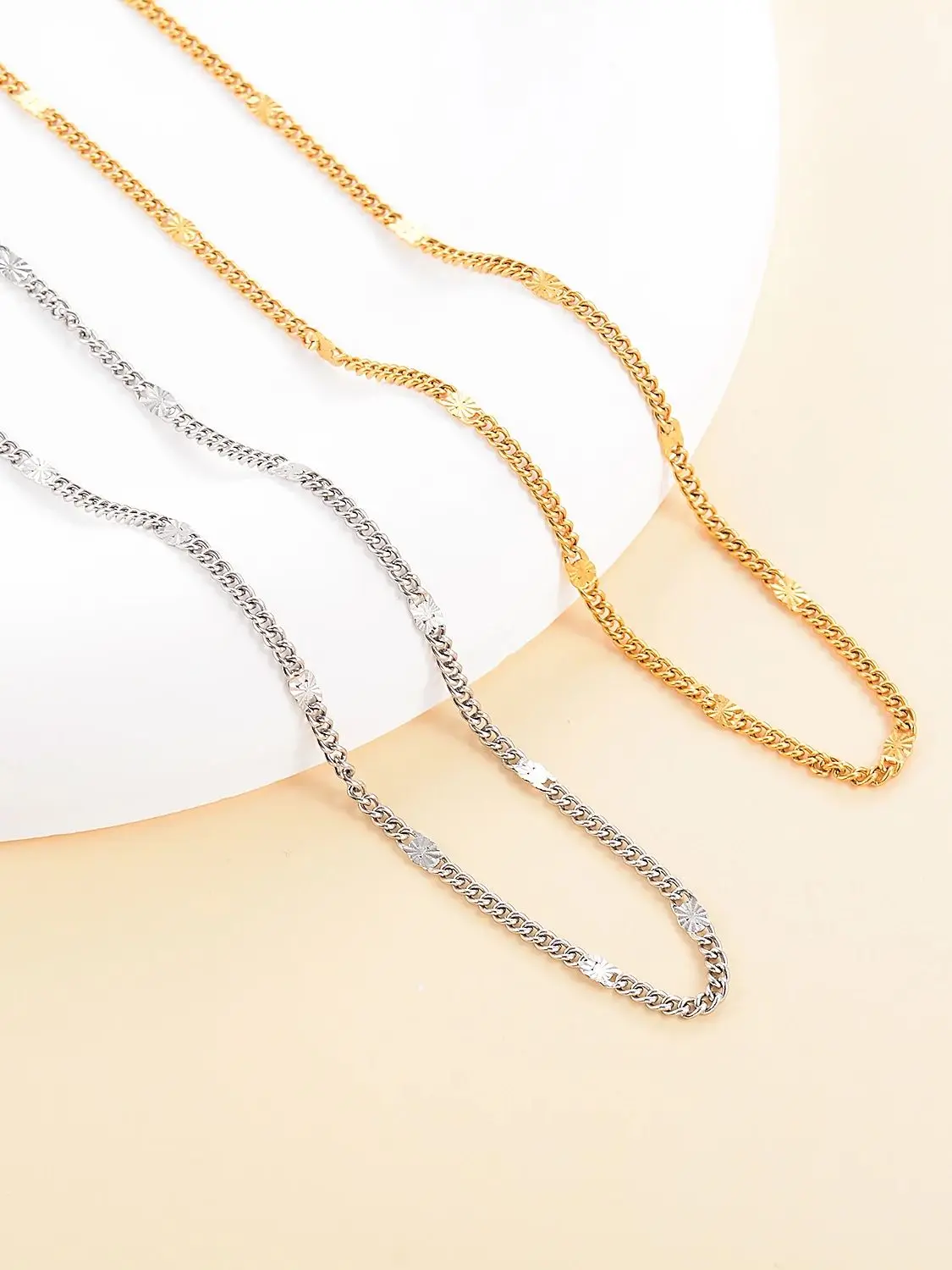 Thin Necklace Stainless Steel Sequins Chain Flat Chains Creative DIY Making Components for Jewelry Supplies Accessories