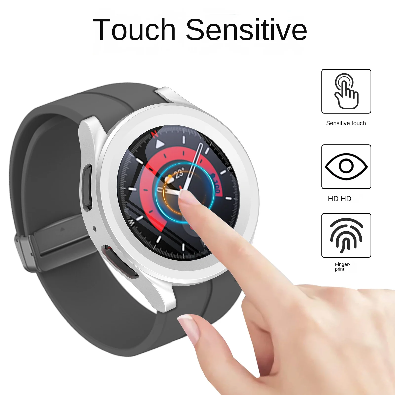 Adatto per Samsung Galaxy watch5 pro custodia da 45mm PC + custodia protettiva in vetro temperato watch5pro.